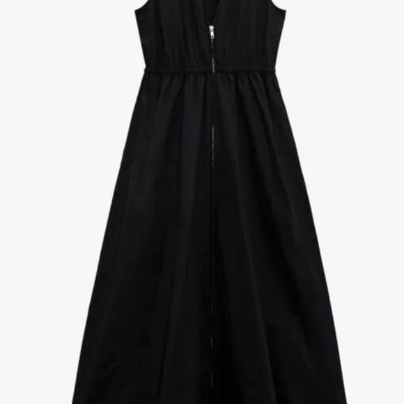 Zara Elegant Black Sleeveless Maxi Dress - Picture 2 of 6